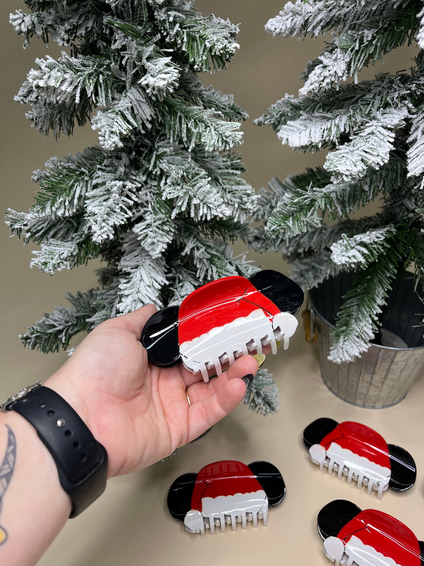 Mouse Santa Hat Claw Clip