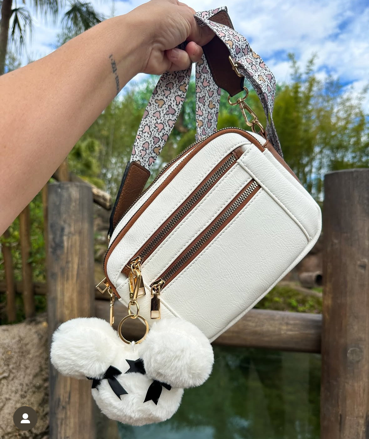 Cream PU Leather cross body with strap