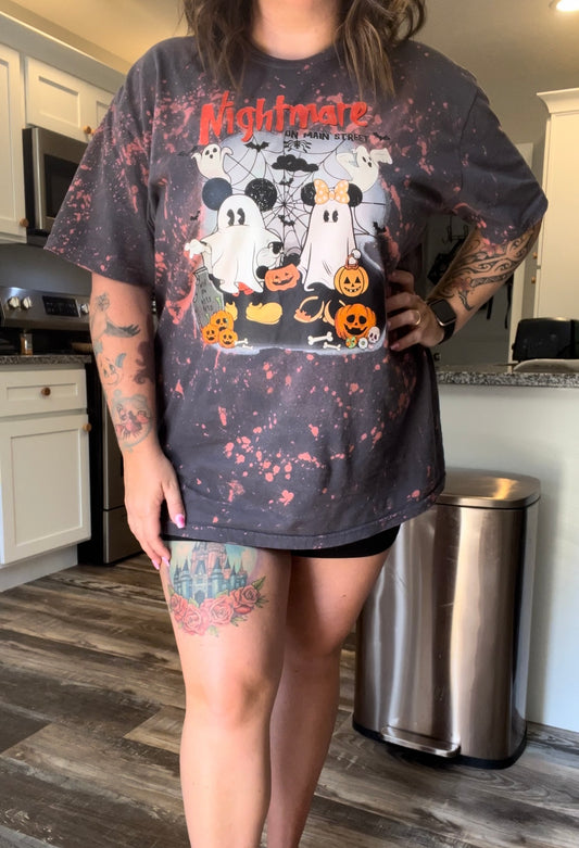 Nightmare on Main Street- bleach stained - shirt